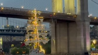 פגיעה בגשר ברוקלין, צילום: מסך יוטיוב @CBS News